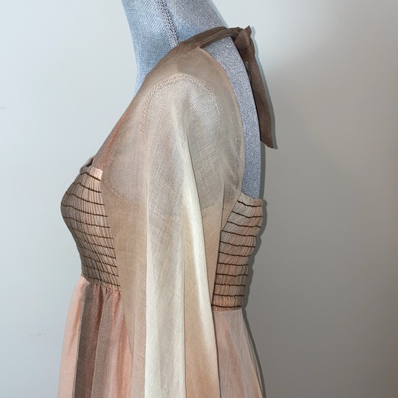 Vintage Algo-Ettes Ombré Peach Cream & Brown Floor Length Maxi Dress Size Size 5 - Picture 5 of 16